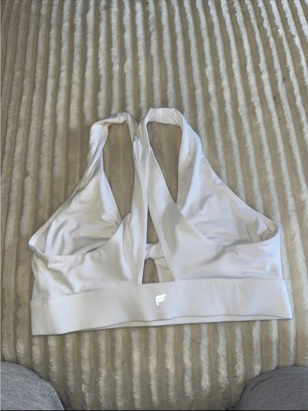 Fabletics White Twist-Front Racerback Sports Bra